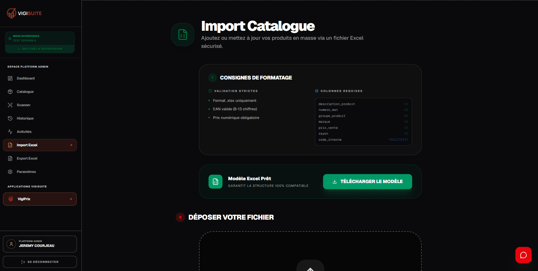 Import Catalogue VigiSuite
